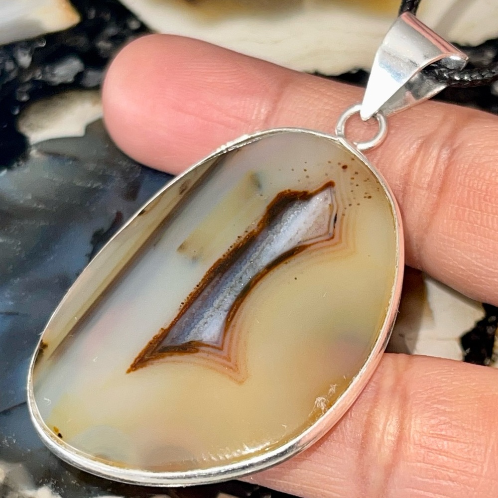 Yellow Stone Montana Fire Agate Pendant 2 1/4”